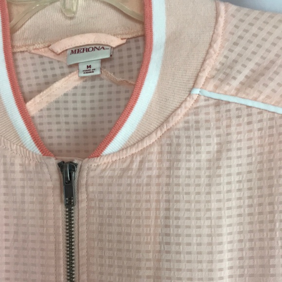 NWT Merona semisheer lightwgt peach track jacket - Picture 3 of 4